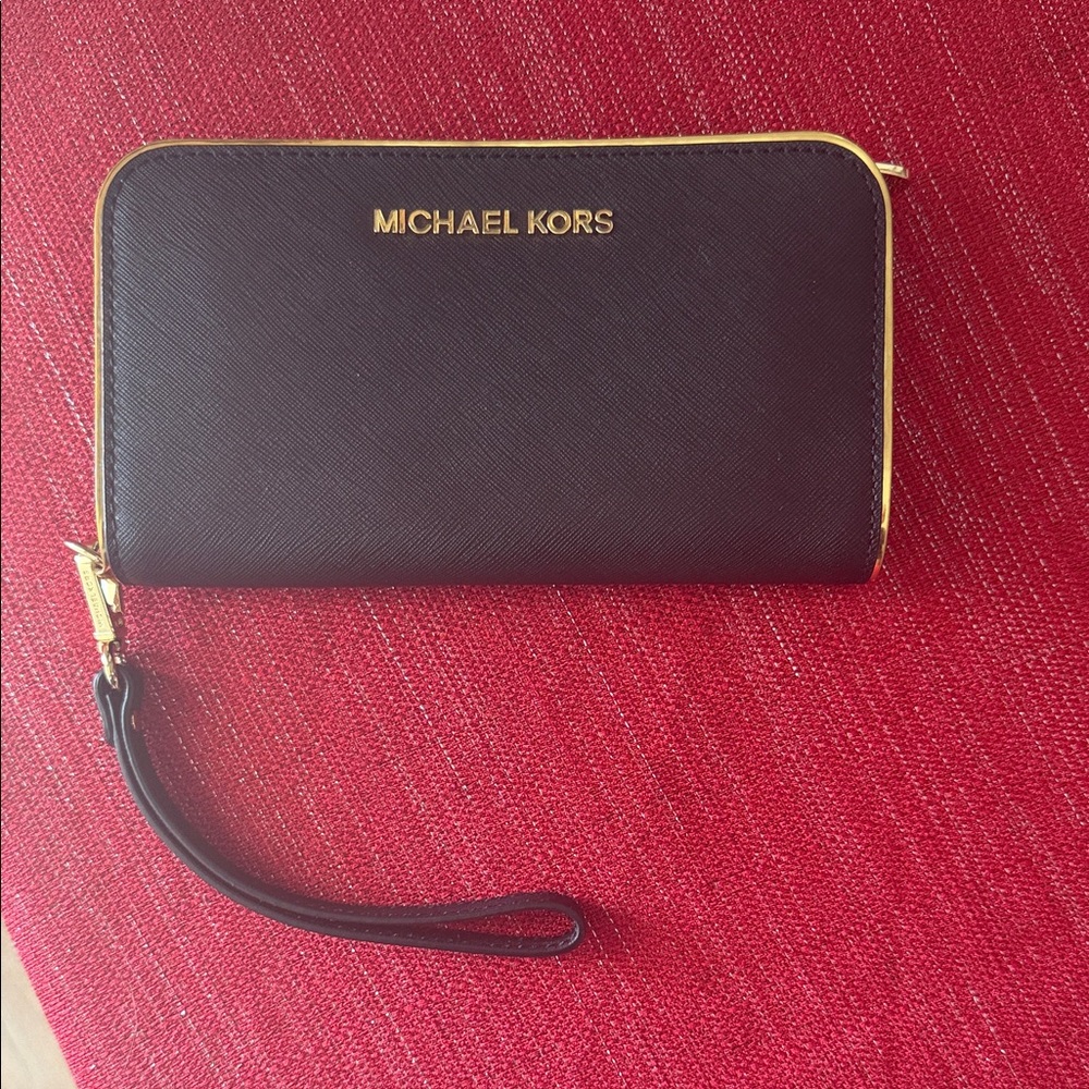 Michael Kors Black and Gold Wristlet